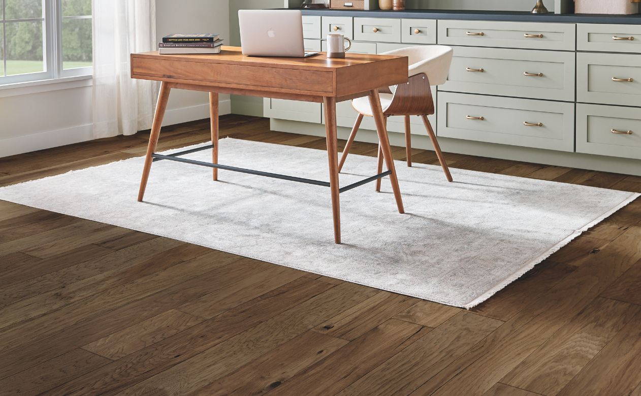 area rug in a stylish home office