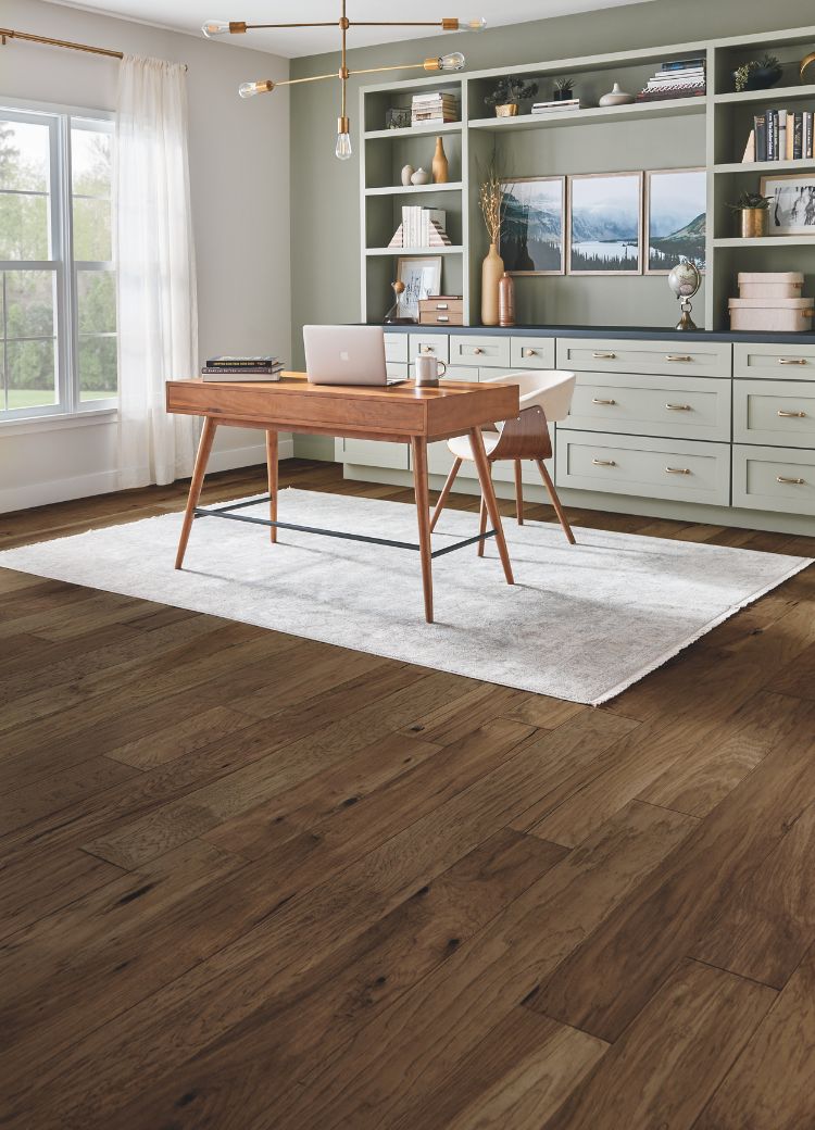area rug in a stylish home office